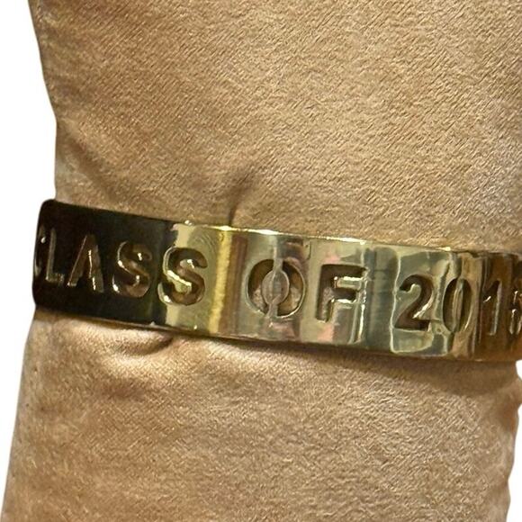 Rustic Cuff Gold-Tone Class of 2016 Cut-Out Cuff Bracelet Grad Gift Preowned - Picture 12 of 15